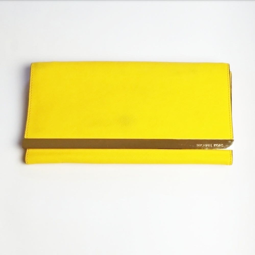 Michael Kors Citrus Yellow Saffiano Leather Clutch